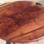 Round Black Walnut and Black Epoxy Table