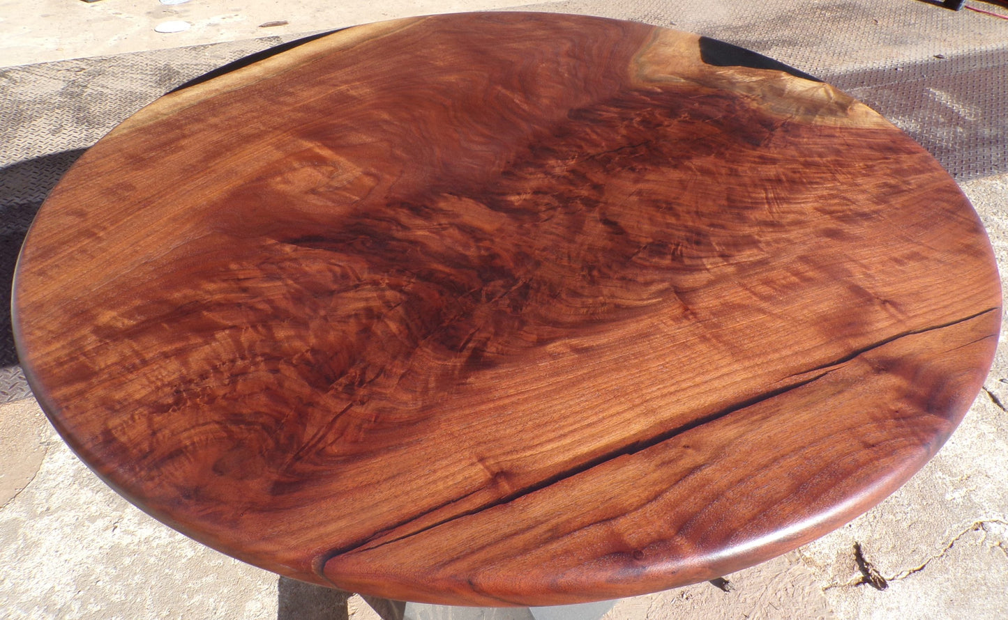 Round Black Walnut and Black Epoxy Table